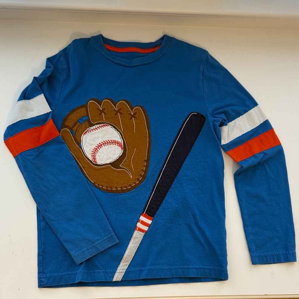 Boden Blue Baseball Long Sleeve Tee